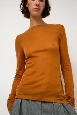 New Sheer Long Sleeve in Camel Tops|Clothing
