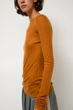 New Sheer Long Sleeve in Camel Tops|Clothing