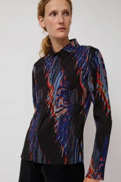 New Silhouette Plisse Shirt in Blue Shadow Wing Tops|Clothing