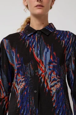 New Silhouette Plisse Shirt in Blue Shadow Wing Tops|Clothing